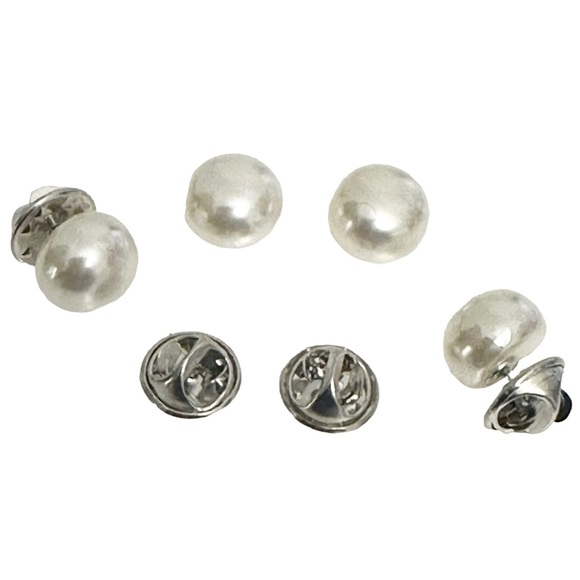 3/$10 Pin Replacement Buttons 4ct Pearl Enamel Brooch - Picture 2 of 7